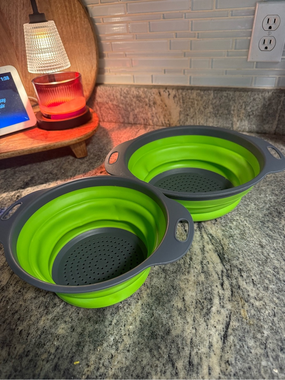 Collapsible Silicone Colander Strainer - Green